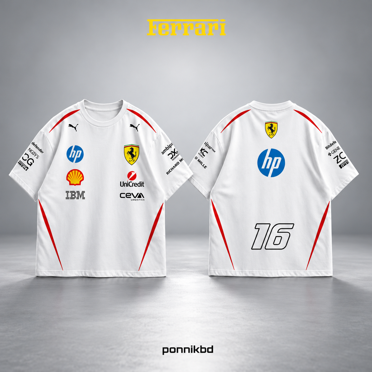 16 Scuderia Ferrari drop t-shirt white