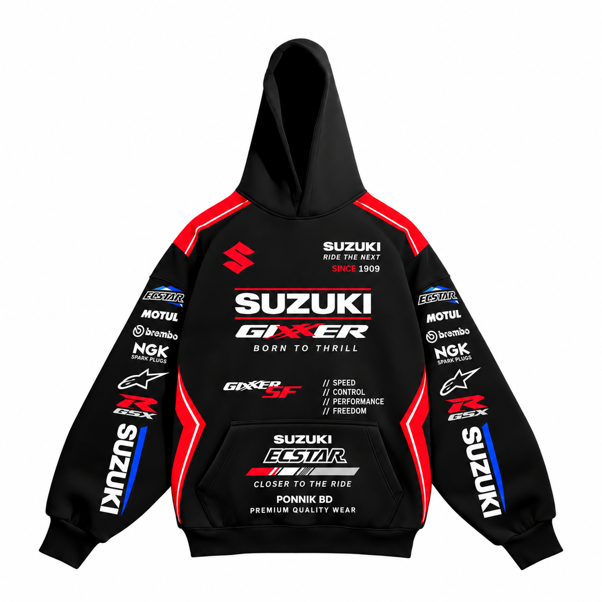 Suzuki gixxer Oversized hoodie – black